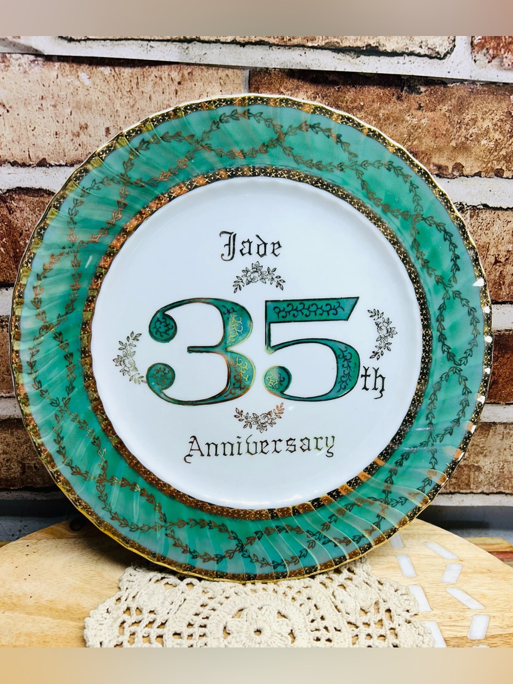 Vintage Jade 35th Anniversary Decorative Plate
